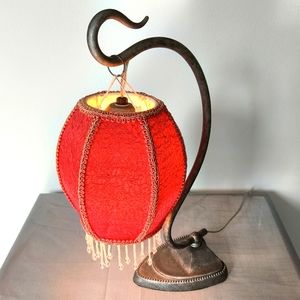 Vintage Victorian style Lamp, Custom Shade and Iron Stand, works